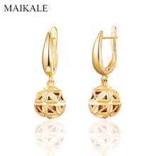 MAIKALE New Classic Style Dangle Gold Round Hanging Hollow Ball Shape Drop Earrings for Women Jewelry Creative Gift Brincos 2024 - buy cheap