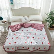 Soft polyester fiber Strawberry pattern Summer Washed Air-conditioning Quilt Soft Breathable Blanket 2024 - buy cheap