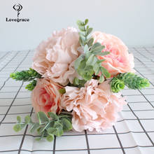 Lovegrace-ramo de rosas artificiales de seda hecha a mano, hoja de eucalipto, verde, suculenta, para boda 2024 - compra barato