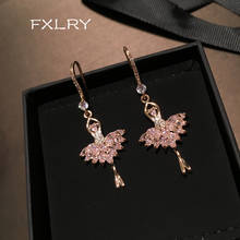 FXLRY New Unique Design Micro Pave Cubic Zirconia dancing ballerina girl dangle earrings Jewelry 2024 - buy cheap