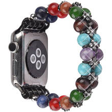 Correa de joyería para mujer, pulsera de ágata de acero inoxidable de diamante para Apple Watch Series 3, banda de 38/42mm, 6, 5, 4, 40/44mm 2024 - compra barato