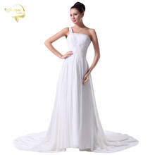 Vestido De novia De gasa De un hombro, Vestido De novia bohemio blanco marfil, 2021 2024 - compra barato