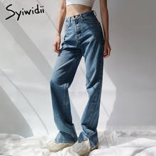 Syiwidii Flare High Waisted Jeans Clothes for Women Denim Pants Slit Cut Bell Bottom Full Length 2021 Vintage Streetwear New 2024 - buy cheap