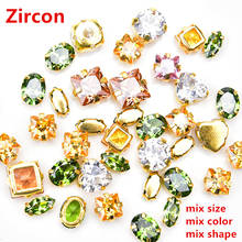 High Quality Zircon Rhinestones In Gold Claw Mix Size Mix Color Mix Shape Sewing Wedding Dress Decotation DIY Accessories 10Pcs 2024 - buy cheap