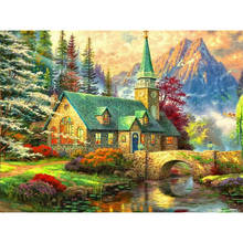 Landscape House DIY 11CT Cross Stitch Embroidery Kits Needlework Craft Set Cotton Thread Printed Canvas Home    Wholesale 2024 - buy cheap