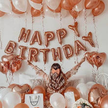 13 шт. Happy Birthday Алфавит воздушные шары из розового золота с буквенным принтом шарики для день рождения вечерние украшения Anniversaire baby shower Фольга воздушный шар 2024 - купить недорого