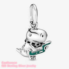 Autumn 100% 925 Sterling Silver Dino the Dinosaur Punk Band Dangle Charm beads Fits Original Pandora bracelets Jewelry Maki 2024 - buy cheap