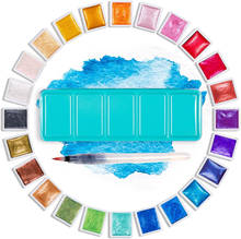 Conjunto de tinta aquarela perolada profissional, 12/24/48 cores, pigmentos sólidos, suprimentos para arte 2024 - compre barato