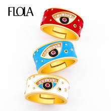 FLOLA-Anillo de esmalte de ojo griego dorado para mujer, joyería de esmalte colorido, anillos de ojo turco, rigj10 2024 - compra barato