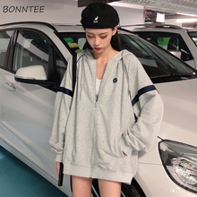 Sweatshirts Women with Hat Spring Patchwork Bright Line Decoration All-match Sweet Fashion Casual Female Tunic Elegant Students 2024 - buy cheap