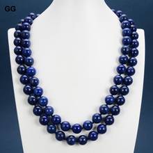 GuaiGuai ювелирные изделия 2 ряда 24 дюйма 14 мм натуральный синий круглый Лазурит Гладкие Круглые бусины ожерелье классическое для женщин 2024 - купить недорого
