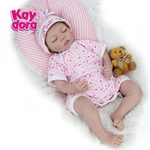 Sleeping Realistic Baby Doll 22" Soft Silicone Reborn Baby Dolls Fashion Toy Closed Eyes With Bear and Pillow Gift 2024 - buy cheap