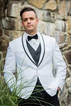 High Quality Tailored Made Men Suits White Tuxedo for Wedding Formal Wear 3Peices(Jacket+Black Pant+Vest)Blazer Trousers Costume 2024 - buy cheap