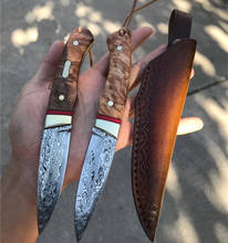 Cuchillo de hoja fija Full Tang, herramientas de supervivencia para acampar, cuchillos rectos hechos a mano, cuchillo de caza de acero damasco VG10 2024 - compra barato