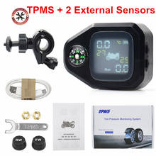 Tpms 2 sensor externo lcd sistema de monitoramento da pressão dos pneus de motocicleta, monitor em tempo real, alarme anormal, ferramenta de pneu da moto psi 2024 - compre barato