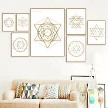 Gold Sacred Geometry Crystal Patterns Posters and Prints Modern Minimalist Wall Art Canvas Painting Pictures Living Room Decor 2024 - buy cheap