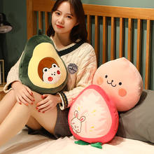 Kawaii Fruit Avocado Pillow Plush Stuffed Soft Plushie Peach Strawberry Pillow Hand Warmer Sofa Cushion Kids Girls Winter Gift 2024 - buy cheap