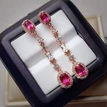 High-quality Pink Topaz Real 925 Silver Drop Earrings Fine Fashion Luxurious Jewelry For Women Free Shipping Meibapj FS 2024 - buy cheap