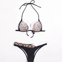 Snake Printed Women Bikini Set Push up Patchwork Bandeau Swimsuit Sexy Female Swimwear Bandage Strappy Biquini Beachwear 2024 - buy cheap