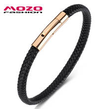 Pulseras con dijes de moda para hombre y mujer, cuerda de cuero negro trenzado mezclado, estilo BangleSimple, joyería clásica Punk 2024 - compra barato