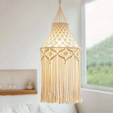 Hand Woven Macrame Lampshade Home Wedding Lamp Decoration Chandelier Tassel Lampshade Wall Hanging Bohemian Lamp Cover Tapestry 2024 - buy cheap