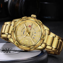 Naviforce relógio masculino impermeável, relógio de pulso impermeável, luxuoso de aço inoxidável quartzo para homens, novo marca, dourado 2024 - compre barato