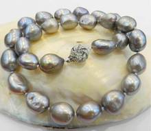 FINE JEWELRY LARGE 10-11MM SILVER GRAY REAL BAROQUE CULTURED PEARL NECKLACE WHOLESALE 2024 - buy cheap