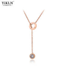 YiKLN-gargantilla de acero inoxidable de titanio para mujer, collares de cristal CZ, joyería de moda, collar con colgante de amor, YN20023 2024 - compra barato