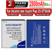 Аккумулятор HSABAT 2800 мАч TLiB5AF для Alcatel one touch Pop C5 OT5036 OT5036D OT-5036 OT-5036D TCL S800 S710 997D OT-997 OT997 5037 2024 - купить недорого