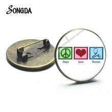 Peace Love Doctor Sign Brooches Nurse Is a Work of Heart Medical Tools Glass Cabochon Hospital Coat Metal Pins Decoration 2024 - buy cheap