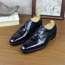 Sipriks-zapatos de piel de cocodrilo para hombre, calzado Formal con suela de cuero, esmoquin, cocodrilo importado 2024 - compra barato