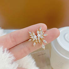 Korea New Fashion Jewelry 925 Silver Needle 14K Real Gold AAA Zircon Flower Earrings Elegant Shiny Women's Prom Party Earrings 2024 - buy cheap