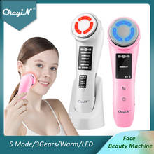 Ckeyin-massageador facial 5 em 1, ultrassônico, led, rejuvenescimento, compressa quente, cuidados com a pele, lifting facial, limpador antienvelhecimento 2024 - compre barato