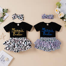 Bebê recém-nascido roupas meninas 3 peças conjunto conjunto do bebê carta impressão macacão + leopard shorts + bandana conjunto novo estilo 2021 2024 - compre barato