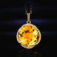 Elegant flower yellow crystal citrine gemstones diamonds pendant necklaces for women 18k gold color choker jewelry bijoux gifts 2024 - buy cheap