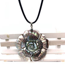 Free Shipping Natural Abalone Shell Flower Carving Pendant Charms Necklace Fashionable Women's Jewelry DIY Pearl Leather Cord 2024 - buy cheap