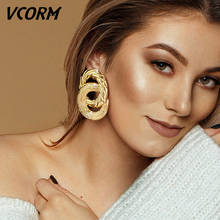 VCORM Vintage Gold Pendant Earrings for Women Geometric Shape Cross Stainless Steel Pendant Earrings Fashion Woman Earrings 2020 2024 - buy cheap