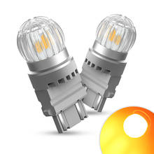 Luz led para seta de carro, 2 peças, âmbar, amarelo t25, p27/7w, ford focus, fiesta, mondeo, nissan, chevrolet 3057, 4157, 580, lâmpada de sinal 2024 - compre barato