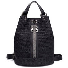 Mulheres de luxo mochila 2020 nova moda balde couro genuíno sacos de ombro grande capacidade anti-roubo sacos de viagem feminino bagpack 2024 - compre barato