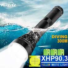 Most Powerful diving flashlight 18650 XHP90.3 Usb Rechargeable professional diving torch light IPX8 waterproof underwater light 2024 - buy cheap