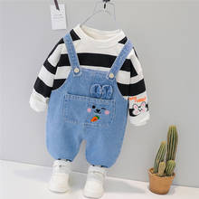 2021 Spring Autumn Baby Boys Girls Clothing Sets Toddler Infant Clothes Stripe T Shirt Overalls Children Outfit Kids Clothing 2024 - buy cheap