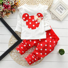Conjunto infantil de camiseta e calça de algodão, roupas casuais da minnie para bebês meninas 2 peças 2024 - compre barato