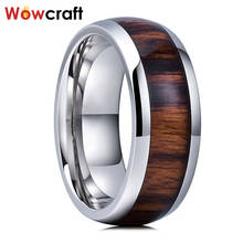 8mm Tungsten Ring For Men Women Wedding Band Dark Wood Inlay Tungsten Carbide Rings Polished Shiny Comfort Fit 2024 - buy cheap
