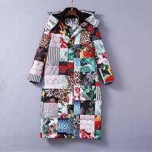 Jaqueta de inverno feminina com capuz, jaqueta quente e longa com letras impressas 2021 vintage plus size, roupas quentes para mulheres 2024 - compre barato
