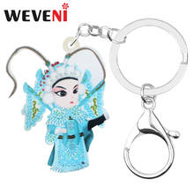 Chaveiro de acrílico azul chinês weveni, chaveiro de ótima de pequim, joia para mulheres e meninas, presente para crianças 2024 - compre barato