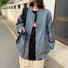 Женская куртка на молнии, Классическая Светоотражающая куртка с несколькими карманами, в стиле хип-хоп, в стиле Харадзюку 2024 - купить недорого