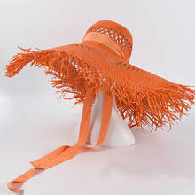 8 Colors Raffia Big Brim Beach Hats For Women Wide Brim Sun Hat Ladies Hollow Breathable Summer Cool Straw Hat Wholesale 2024 - buy cheap