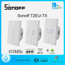 Sonoff-interruptor inteligente de parede t2 eu, 1, 2 e 3 gang, wi-fi, controle remoto rf/app/touch, automação residencial, google nest/alexa 2024 - compre barato