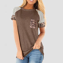 Summer T Shirt Women Raglan Sleeve T-shirt Summer O-neck Short Sleeve 2020 Fashion Leopard Pocket Tops Tee Shirts Female Top 2024 - buy cheap
