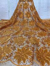 Novo design borgonha africano bordado veludo lantejoulas tule tecido de renda 2020 nigéria flanela francesa vestido tecido renda saia 2024 - compre barato